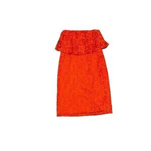 Thalia Sodi Strapless Lace Overlay Orange Dress Large